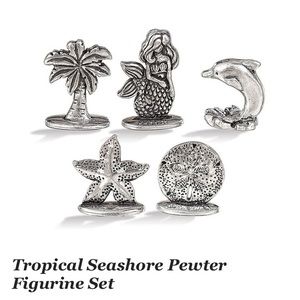 New Uno Alla Volta Tropical Seashore 5 Piece Pewter Figurine Set
